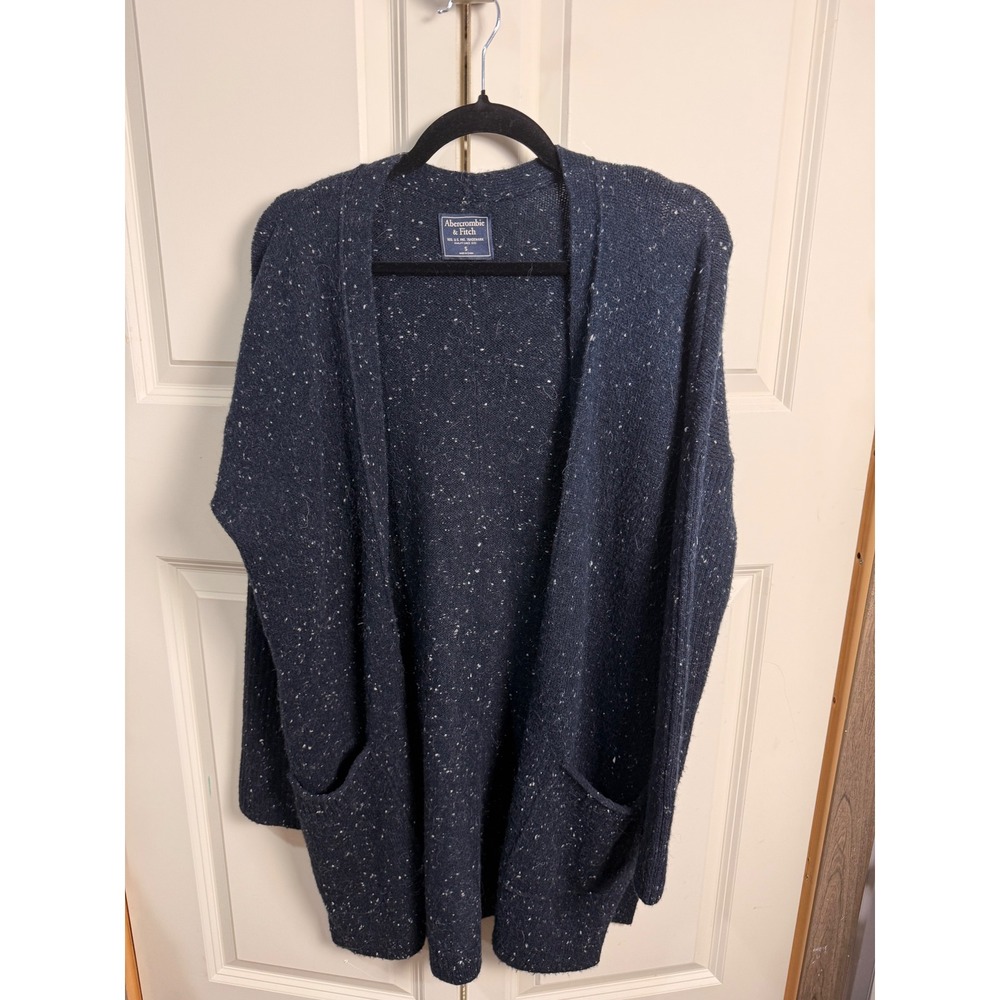 Abercrombie & Fitch Navy Blue Marl Open Front Longline Cardigan Sweater Small